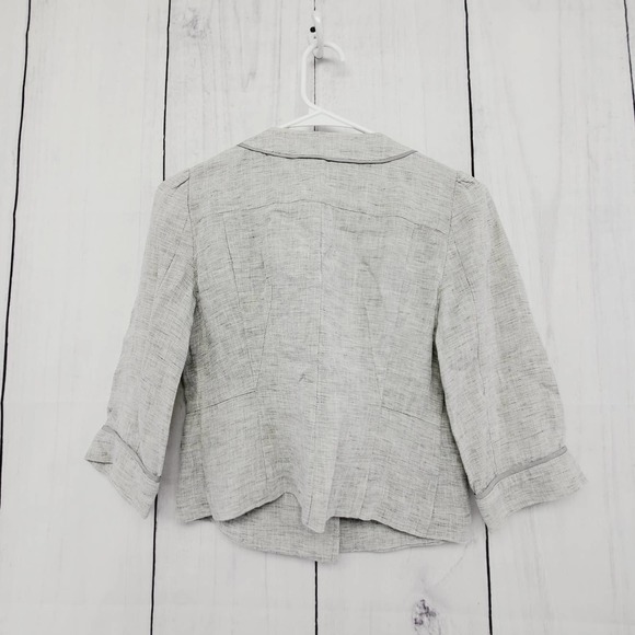 Olive Des Olive Linen Short Hem 3/4th Sleeve Sophisticated Blazer Womens Small - Picture 2 of 5